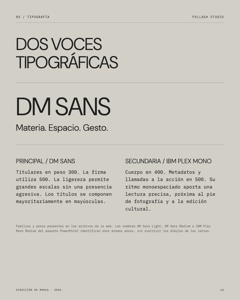 Manual de Follagh: DM Sans e IBM Plex Mono