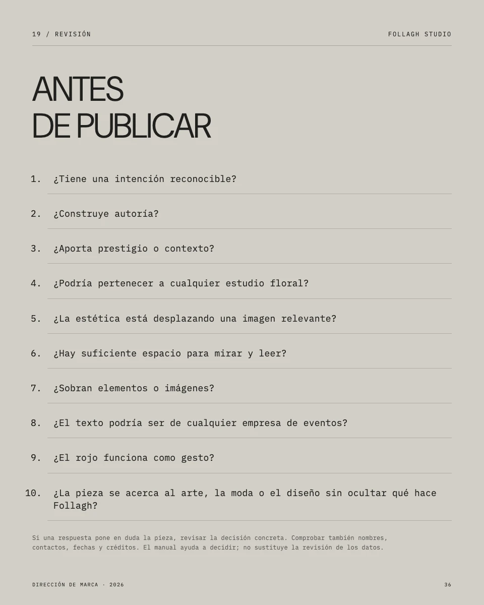Manual de Follagh: revisión antes de publicar